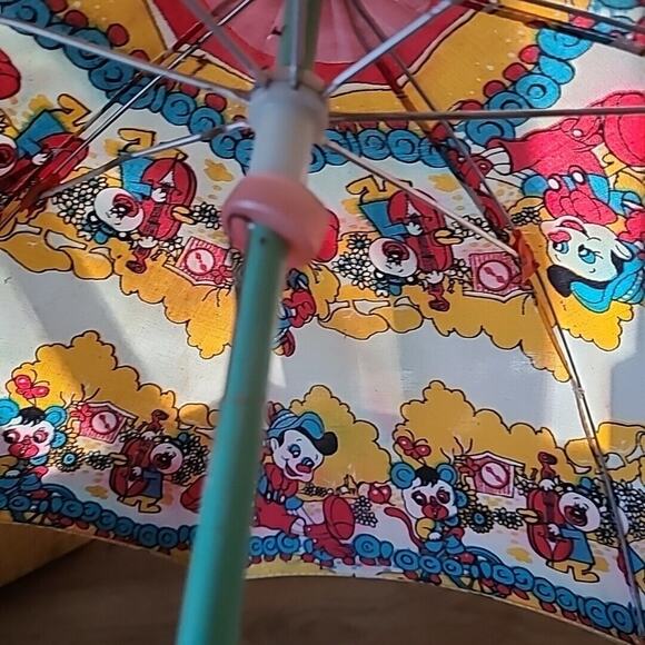 Vintage Disney Pinocchio China Children's Cloth Umbrella Kokeshi Handle 60s RARE - Picture 10 of 16